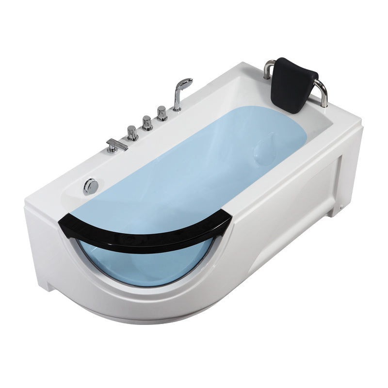 Free Form Corner Bathtub Acrylic Soaking White Modern Back to Wall Bathtub