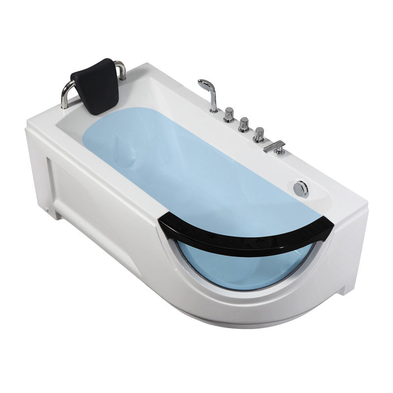 Free Form Corner Bathtub Acrylic Soaking White Modern Back to Wall Bathtub