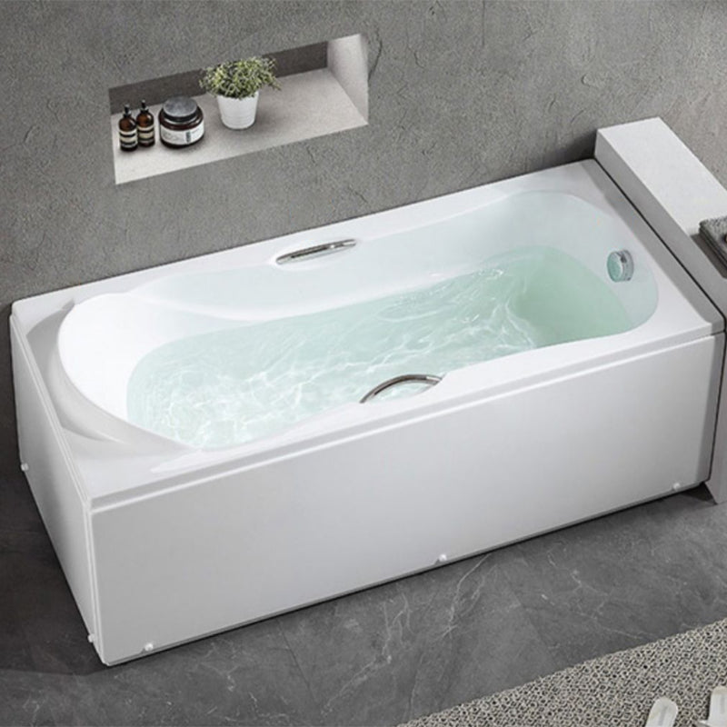 Freestanding Acrylic Bathtub Soaking White Square Modern Back to Wall Bathtub