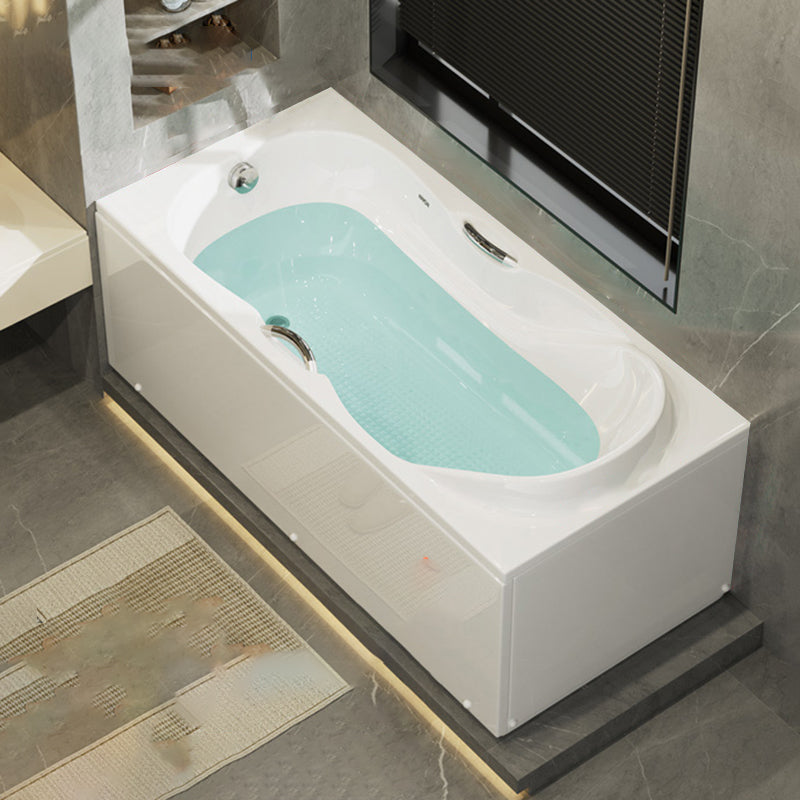 Freestanding Acrylic Bathtub Soaking White Square Modern Back to Wall Bathtub