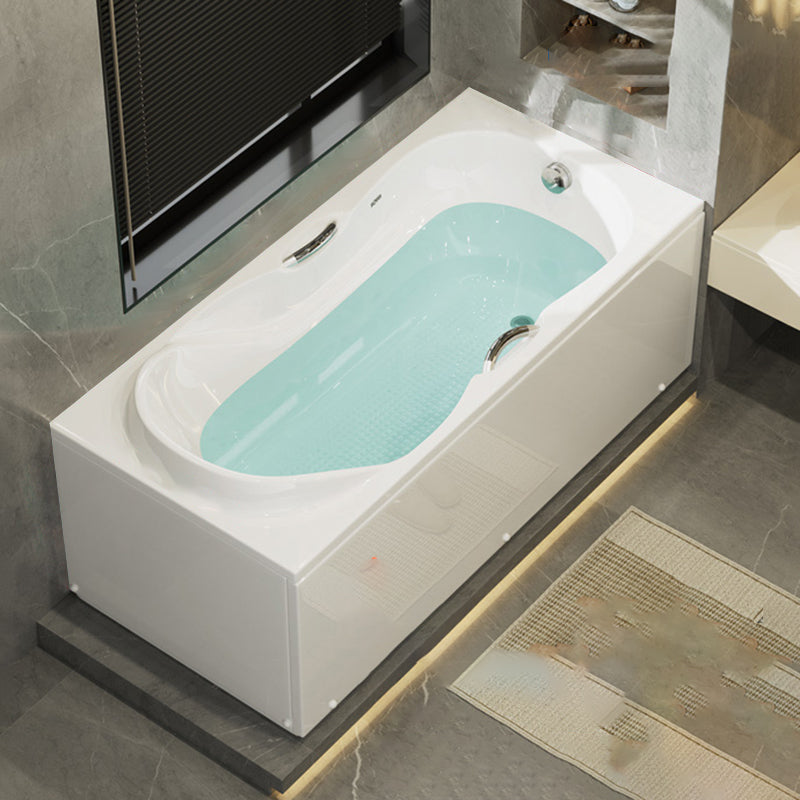 Freestanding Acrylic Bathtub Soaking White Square Modern Back to Wall Bathtub