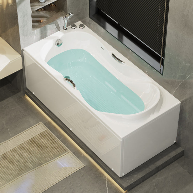 Freestanding Acrylic Bathtub Soaking White Square Modern Back to Wall Bathtub