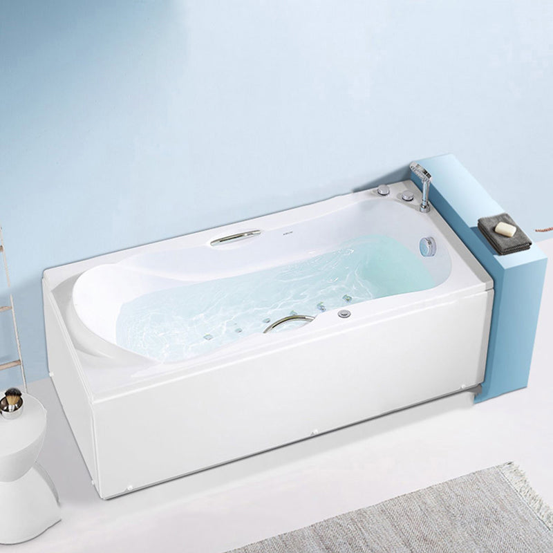 Freestanding Acrylic Bathtub Soaking White Square Modern Back to Wall Bathtub