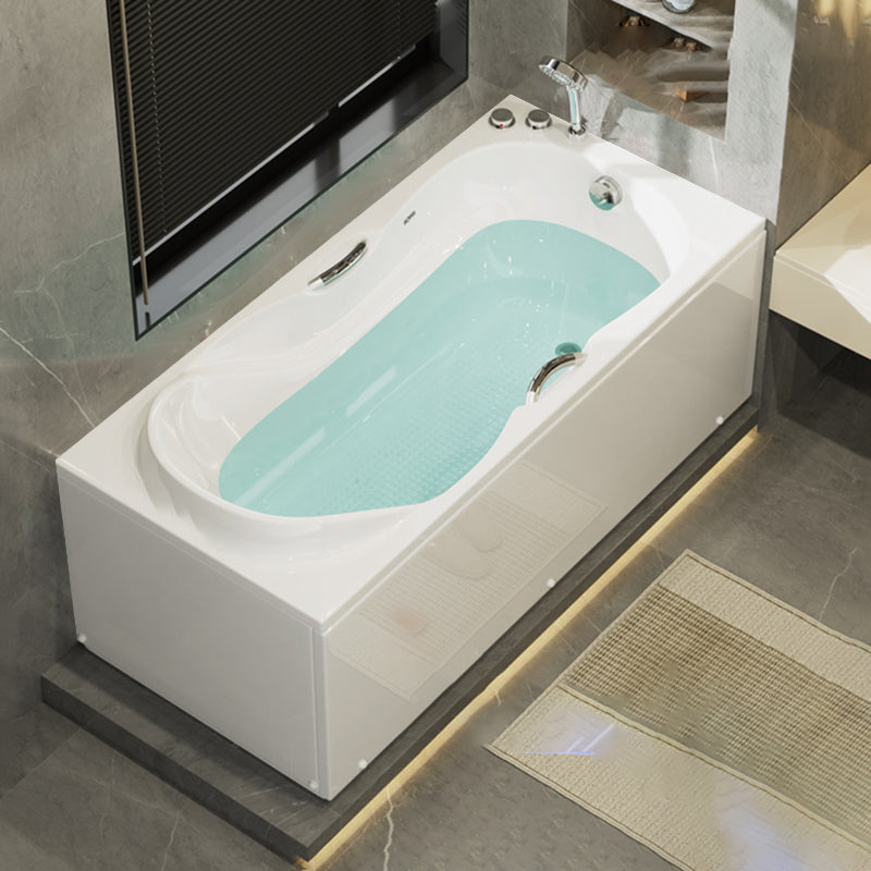 Freestanding Acrylic Bathtub Soaking White Square Modern Back to Wall Bathtub