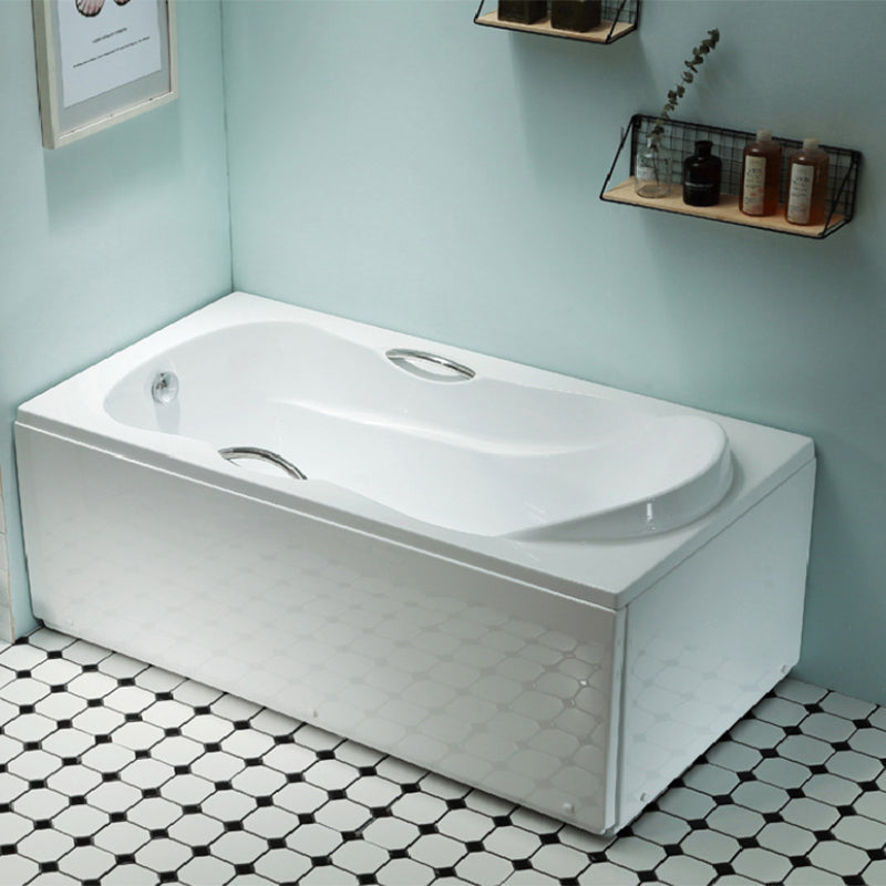 Freestanding Acrylic Bathtub Soaking White Square Modern Back to Wall Bathtub