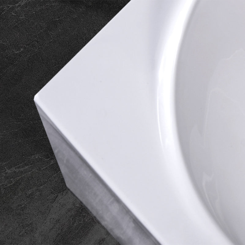 Freestanding Acrylic Bathtub Soaking White Square Modern Back to Wall Bathtub