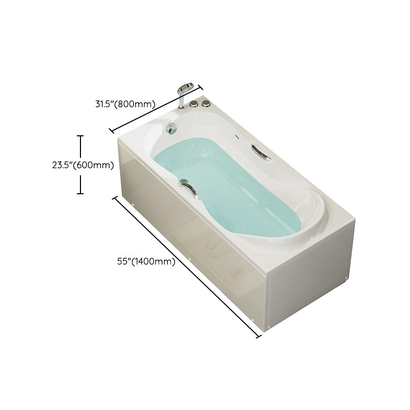 Freestanding Acrylic Bathtub Soaking White Square Modern Back to Wall Bathtub