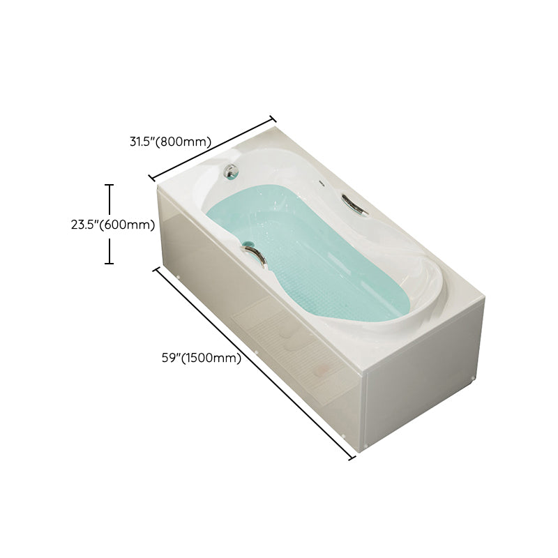 Freestanding Acrylic Bathtub Soaking White Square Modern Back to Wall Bathtub