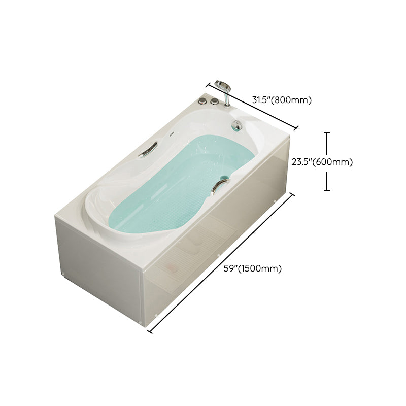 Freestanding Acrylic Bathtub Soaking White Square Modern Back to Wall Bathtub