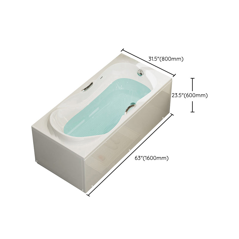 Freestanding Acrylic Bathtub Soaking White Square Modern Back to Wall Bathtub