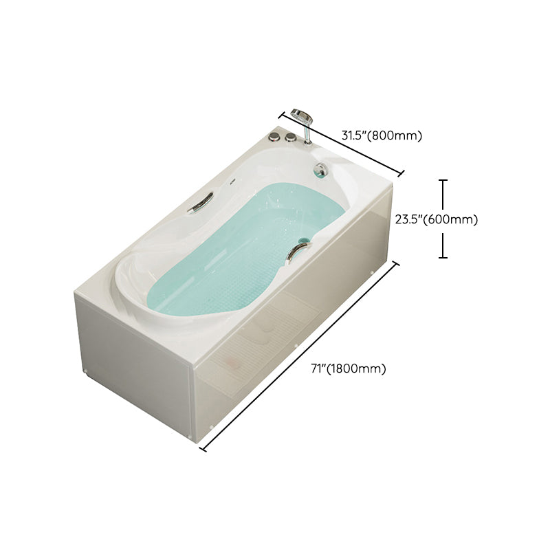 Freestanding Acrylic Bathtub Soaking White Square Modern Back to Wall Bathtub