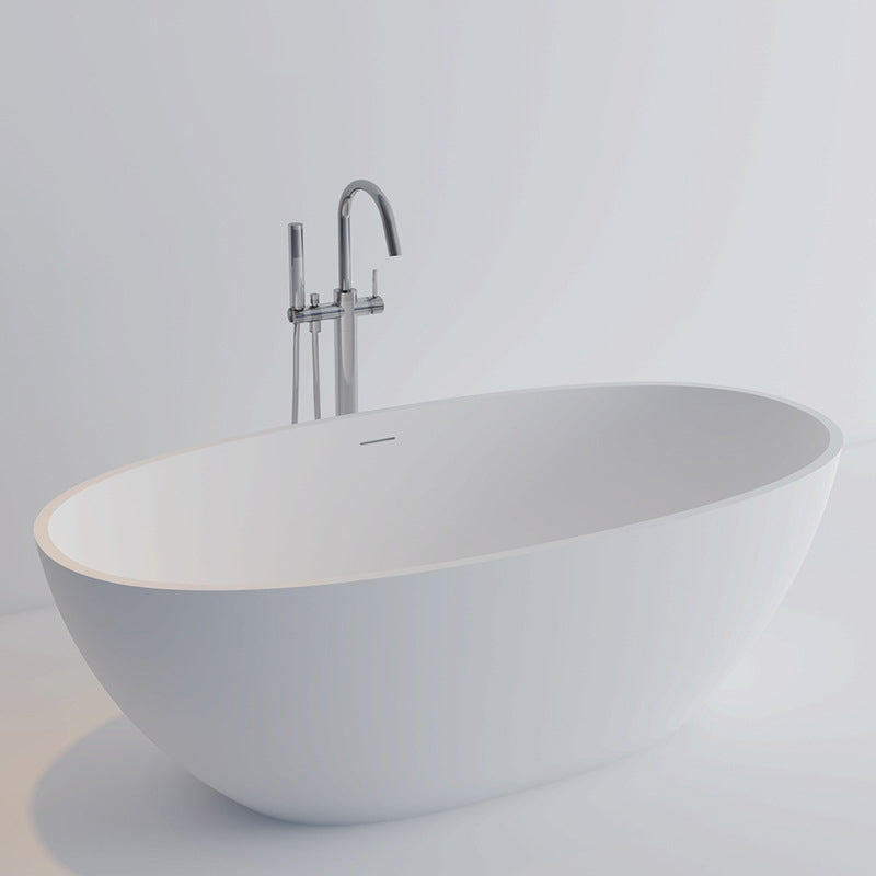 Stone Soaking Bathtub Antique Finish Back to Wall Oval Bath Tub