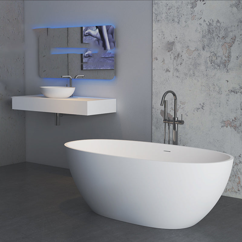 Stone Soaking Bathtub Antique Finish Back to Wall Oval Bath Tub