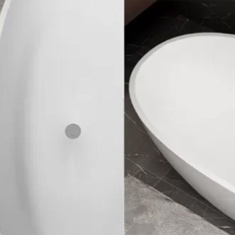 Stone Soaking Bathtub Antique Finish Back to Wall Oval Bath Tub