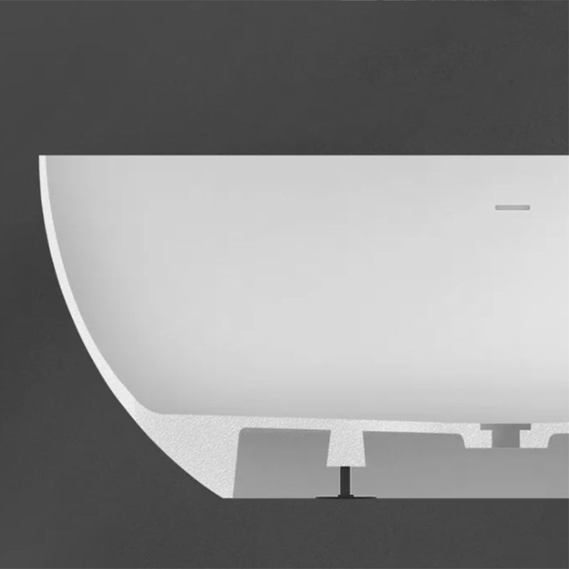 Stone Soaking Bathtub Antique Finish Back to Wall Oval Bath Tub