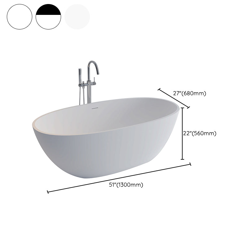 Stone Soaking Bathtub Antique Finish Back to Wall Oval Bath Tub