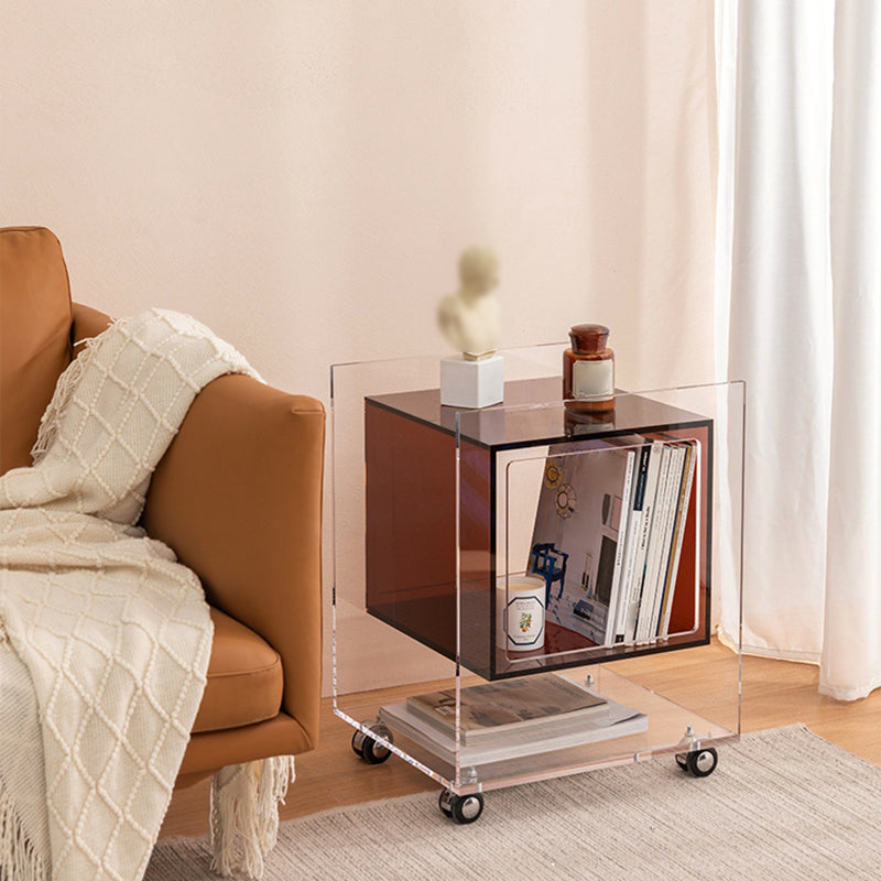 Square Shape Corner Table Acrylic Contemporary Bedroom Side Table