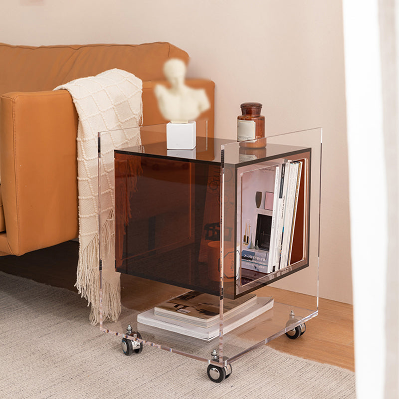 Square Shape Corner Table Acrylic Contemporary Bedroom Side Table