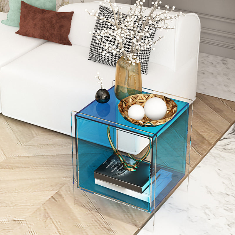 Square Shape Corner Table Acrylic Contemporary Bedroom Side Table