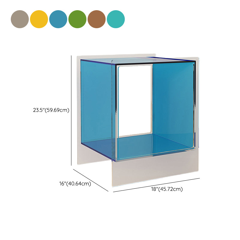 Square Shape Corner Table Acrylic Contemporary Bedroom Side Table