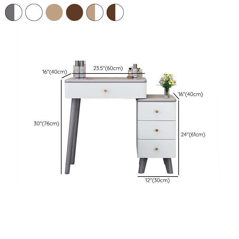 Solid Wood Vanity Makeup Table with Drawer Standing Mirror Dressing Table