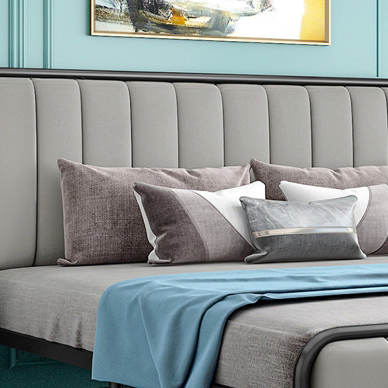 Metal Platform Bed 43.3" High Standard Bed with Upholstered Headboard