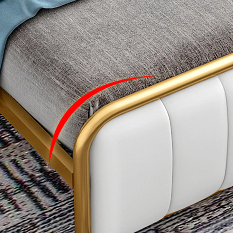 Metal Platform Bed 43.3" High Standard Bed with Upholstered Headboard