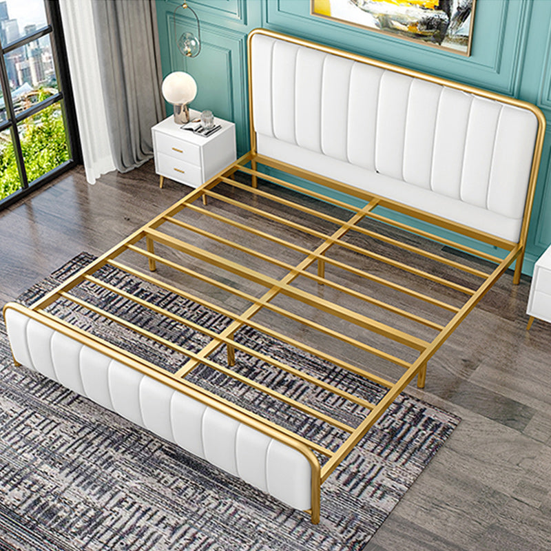 Metal Platform Bed 43.3" High Standard Bed with Upholstered Headboard