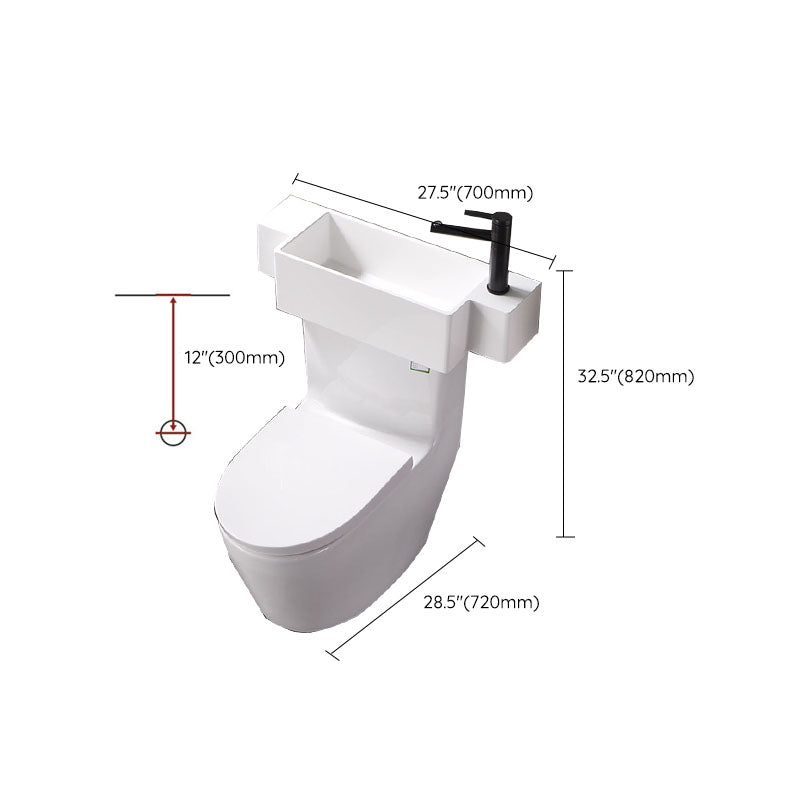 Contemporary Toilet Bowl Wall Mount One-Piece Toilet Flush Toilet (Faucet not Included)