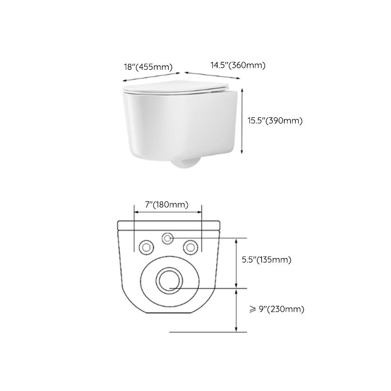 Modern Toilet Bowl Wall Mount Porcelain All-In-One Flush Toilet