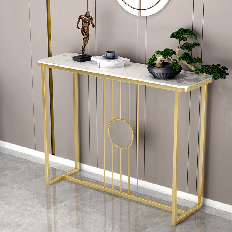 Glam Console Table Antique Finish Console Sofa Table in Stone