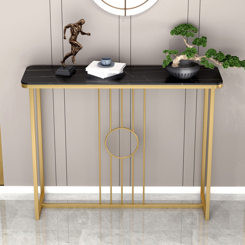 Glam Console Table Antique Finish Console Sofa Table in Stone