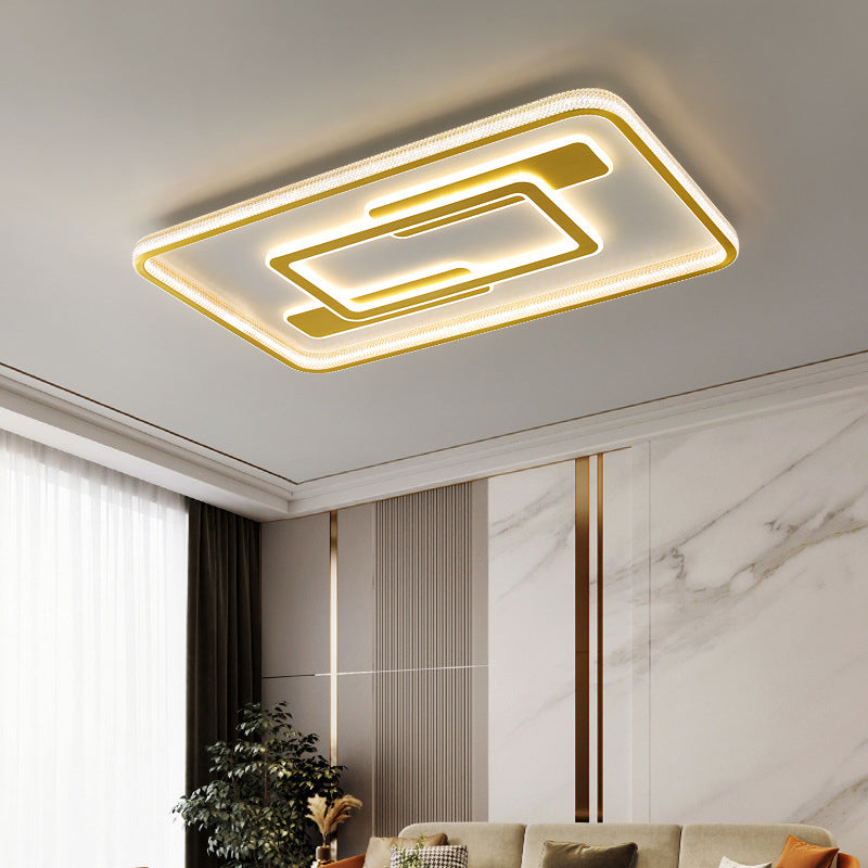 Modern Ceiling Lamp Geometric Copper LED Flush Mount Light Fixture with Acrylic Shade