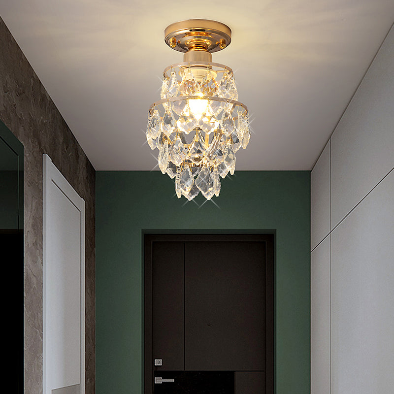 Modern Simple Crystal Ceiling Light Cylinder Shape Ceiling Lamp for Bedroom