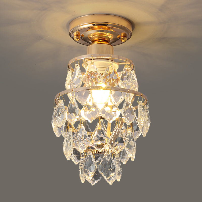 Modern Simple Crystal Ceiling Light Cylinder Shape Ceiling Lamp for Bedroom