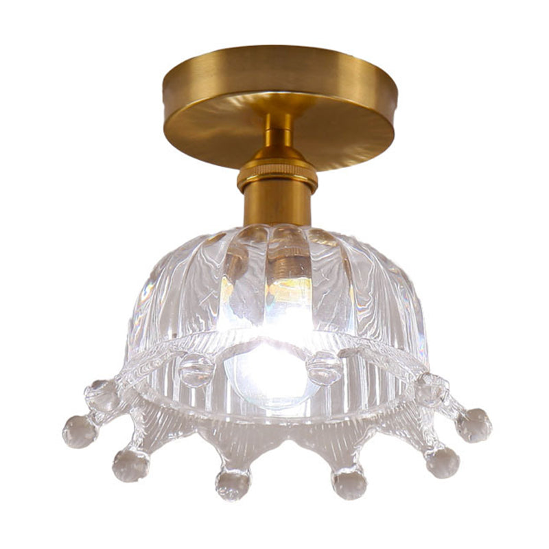Modern Ceiling Mount Light 1-Light Ceiling Light with Glass Shade for Bedroom