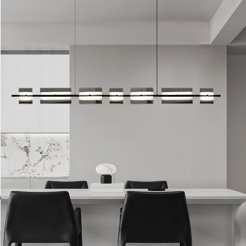 Contemporary LED Hanging Light Glass Island Light Fixture for Dining Room