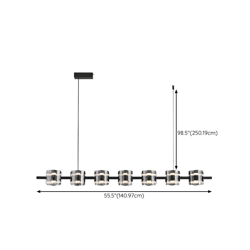 Black Hanging Light Contemporary Island Lighting with Glass Shade for Kitchen