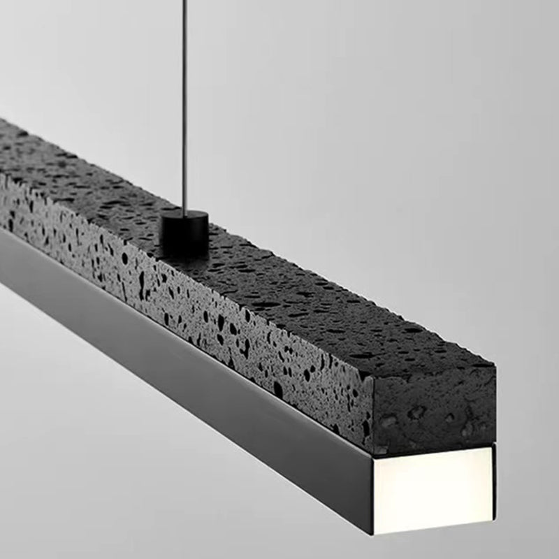 Minimalism LED Hanging Light Linear Island Light Fixture in Black for Dining Room