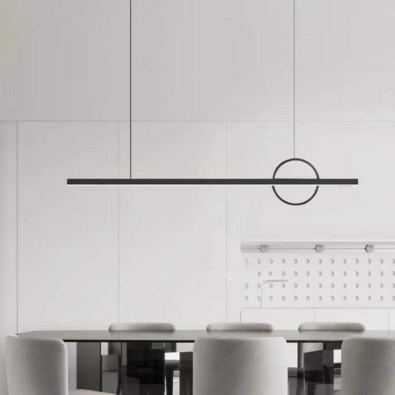Minimalism Hanging Light Metal Island Light Fixture in Black for Dining Room