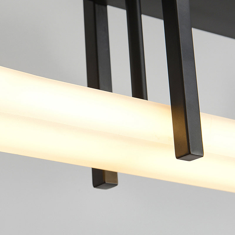 Contemporary Hanging Light Black LED Island Light Fixture with Metal for Dining Room