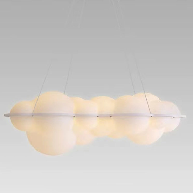 Contemporary Hanging Light Cloud Island Light Fixture in White for Dining Room