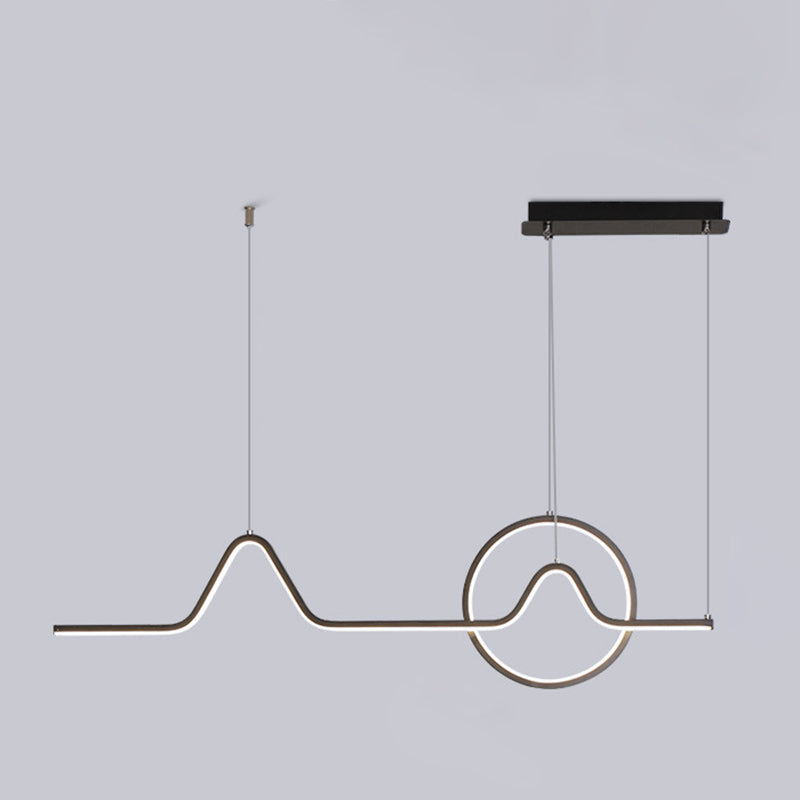 2-Light Modern Ceiling Light Golden/Black LED Island Lighting for Dining Room