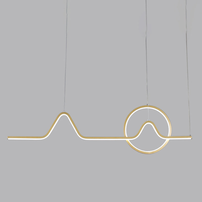 2-Light Modern Ceiling Light Golden/Black LED Island Lighting for Dining Room