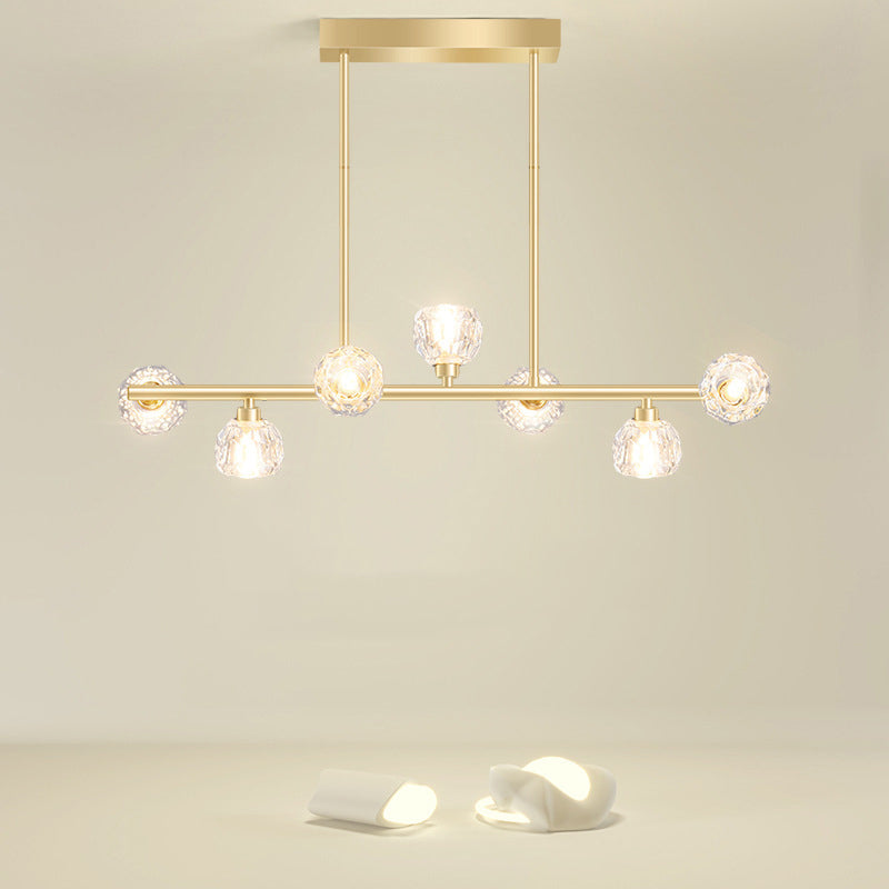 7-Light Modern Golden Kitchen Island Lighting LED Ceiling Light for Bedroom