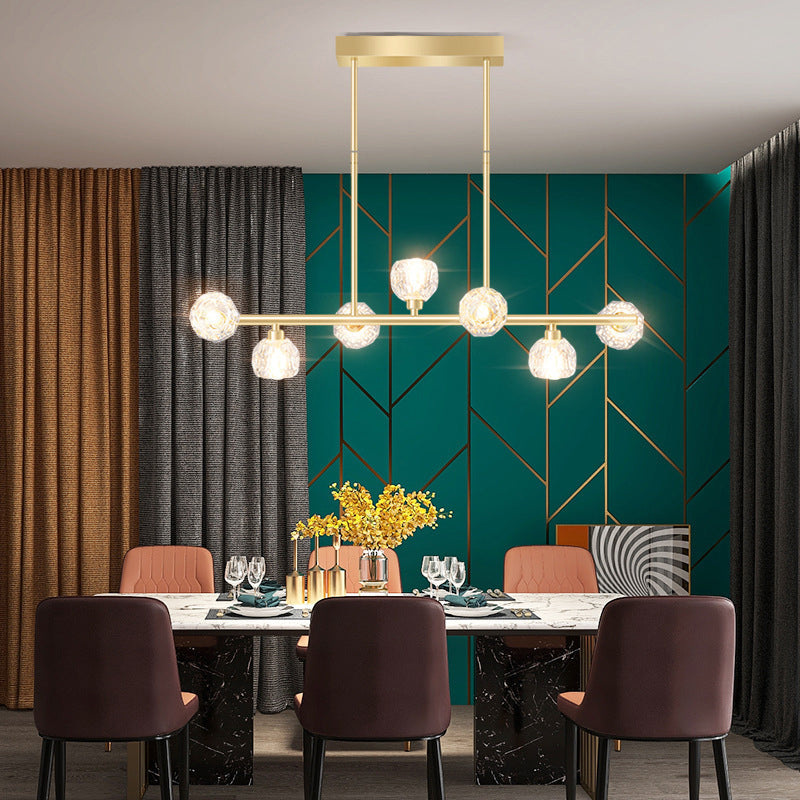 7-Light Modern Golden Kitchen Island Lighting LED Ceiling Light for Bedroom