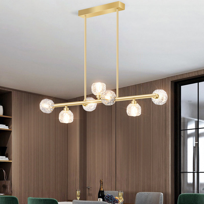 7-Light Modern Golden Kitchen Island Lighting LED Ceiling Light for Bedroom