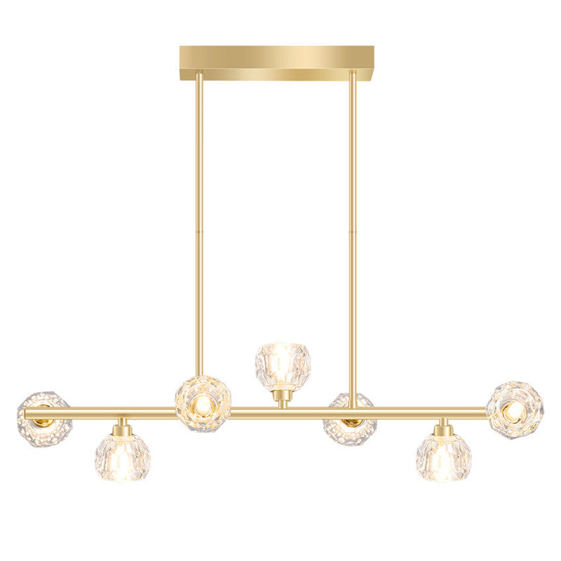 7-Light Modern Golden Kitchen Island Lighting LED Ceiling Light for Bedroom