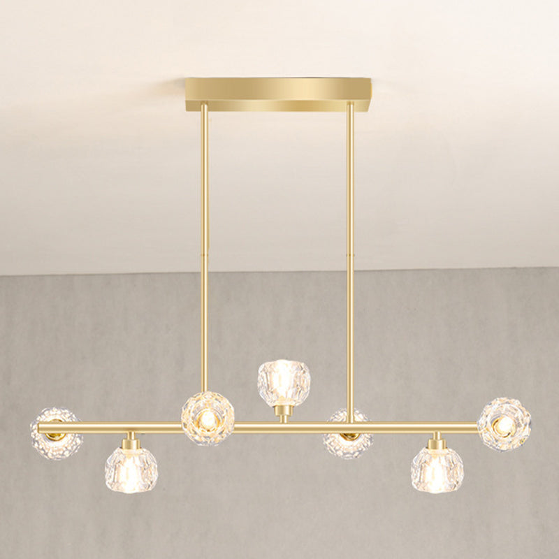 7-Light Modern Golden Kitchen Island Lighting LED Ceiling Light for Bedroom