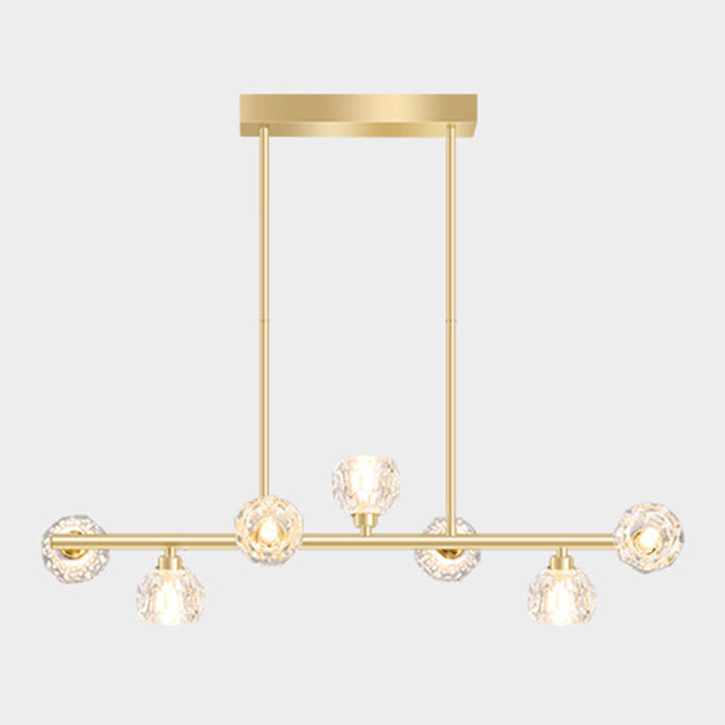 7-Light Modern Golden Kitchen Island Lighting LED Ceiling Light for Bedroom